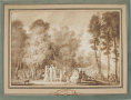 Scene in the Tuileries Garden, c. 1807-1808, pen, brown ink, brush, pencil, paper 